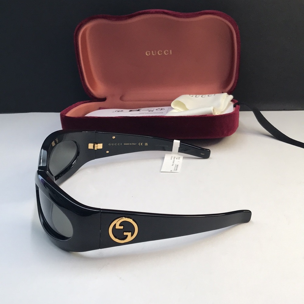 💯 - New Authentic Gucci GG1247S 001 60 Black Sunglasses - Picture 9 of 15